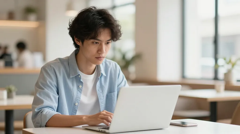 man sitting in front of a laptop
