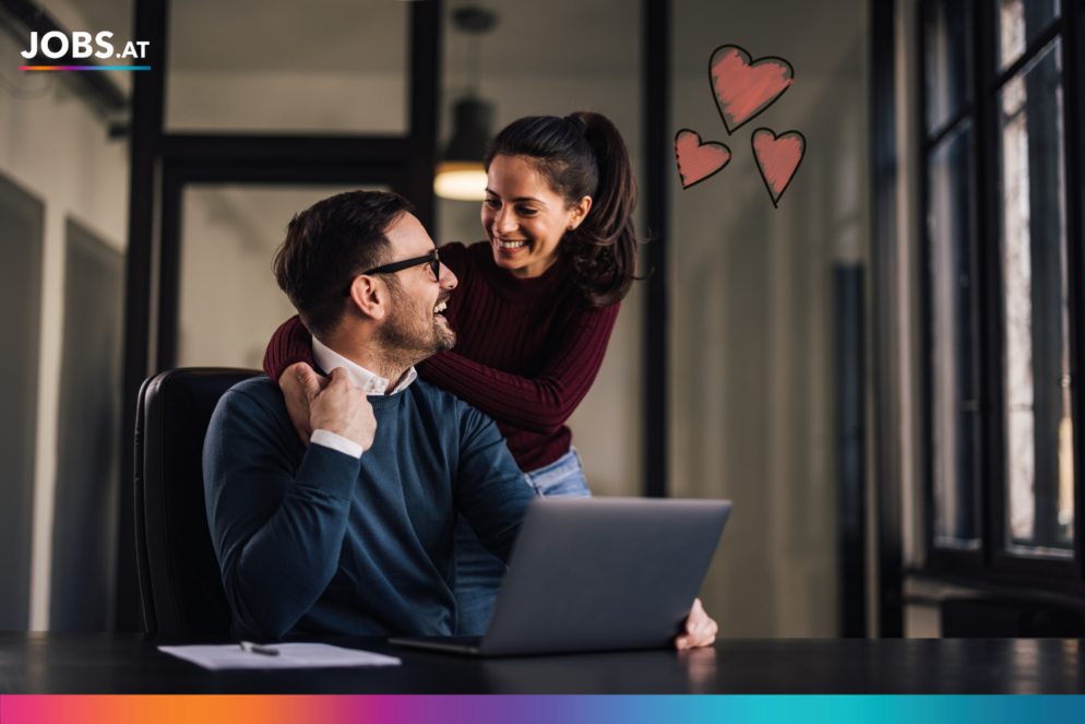 Valentinstag am Arbeitsplatz von Liebe und Wohlbefinden im Büro